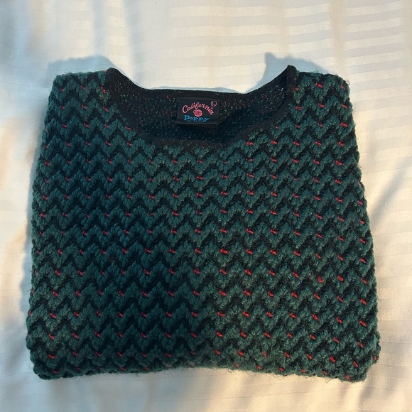 Vintage California Poppy Red and Green Ugly Christmas Knit Sweater - L - Picture 8 of 9